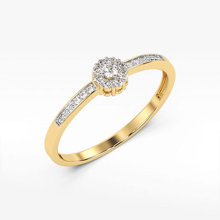 Pierścionek z żółtego złota z diamentami  - próba 585 0,09CT PV-044A