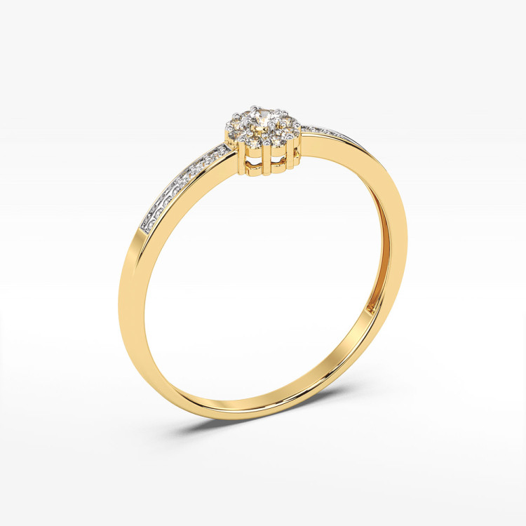 Pierścionek z żółtego złota z diamentami  - próba 585 0,09CT PV-044A