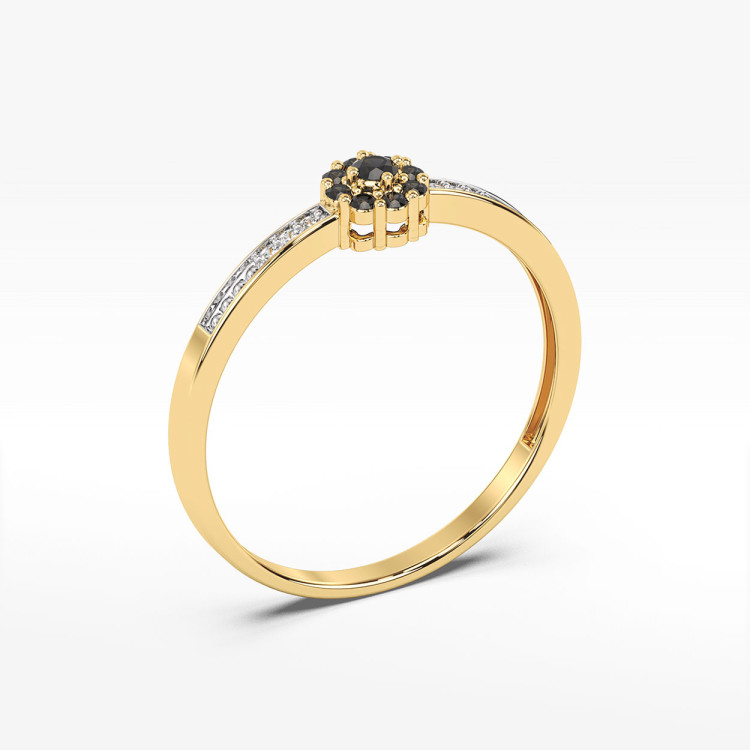 Złoty pierścionek z czarnymi brylantami