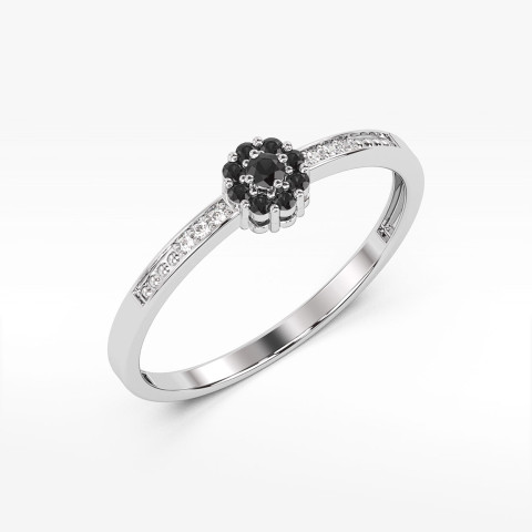 Pierścionek z białego złota z czarnymi diamentami  - próba 585 0,094CT PV-044BK
