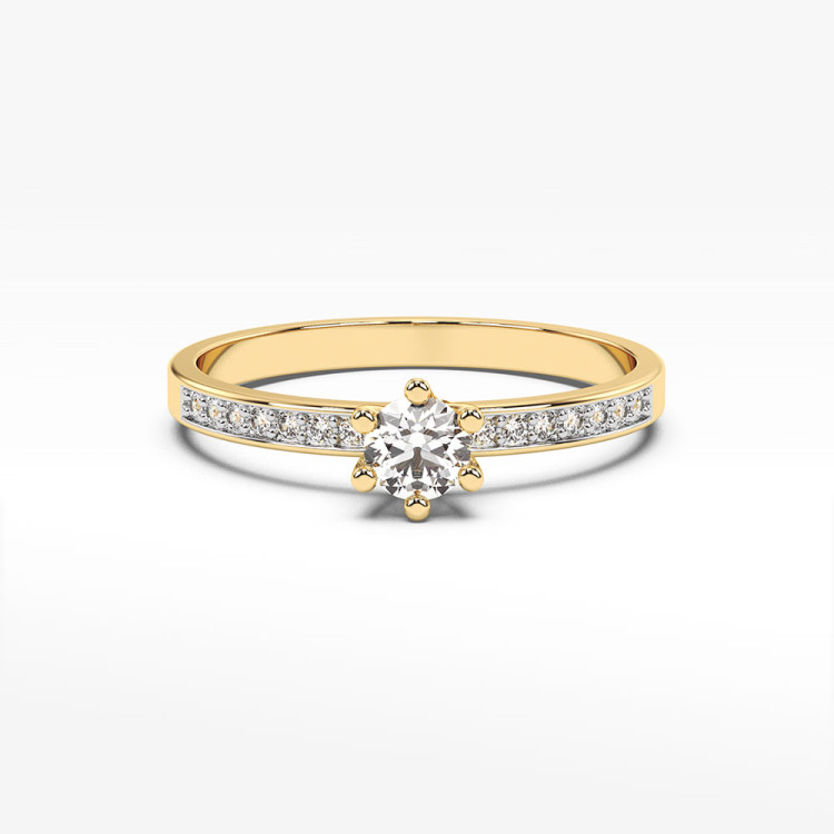 Pierścionek z żółtego złota z diamentami  - próba 585 0,17CT PV-110A