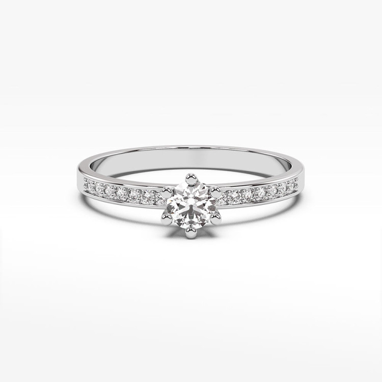 Pierścionek z białego złota z diamentami  - próba 585 0,17CT PV-110B