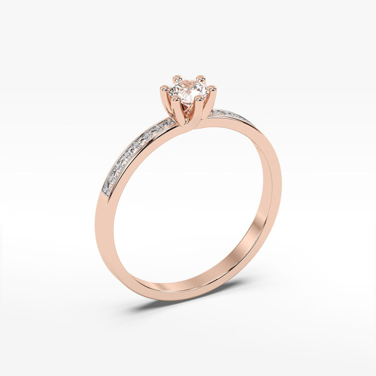 Pierścionek z różowego złota z diamentami  - próba 585 0,17CT PV-110C