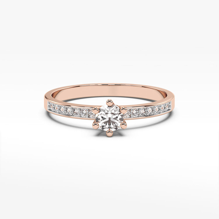 Pierścionek z różowego złota z diamentami  - próba 585 0,17CT PV-110C