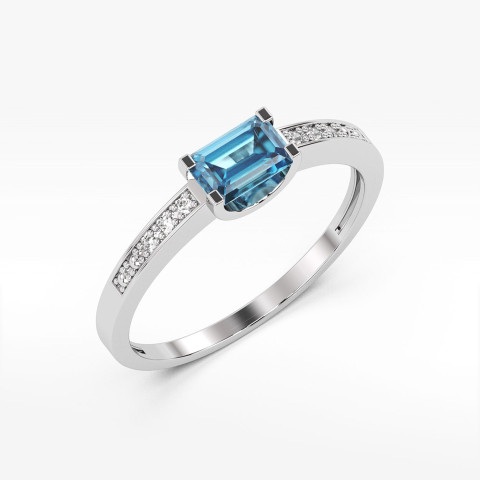 Pierścionek z białego złota z topazem Swiss - próba 585 0,68CT PV-058BT