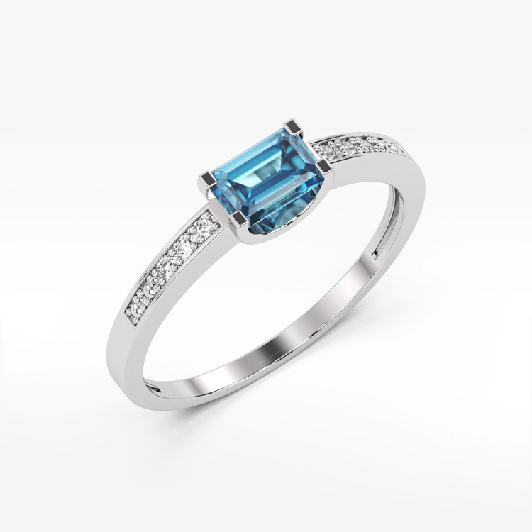 Pierścionek z białego złota z topazem Swiss - próba 585 0,68CT PV-058BT
