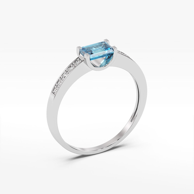 Pierścionek z białego złota z topazem Swiss - próba 585 0,68CT PV-058BT