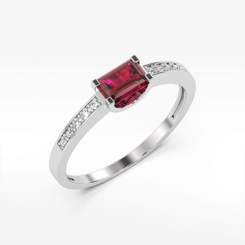 Pierścionek z białego złota z rubinem - próba 585 0,83CT PV-058BR