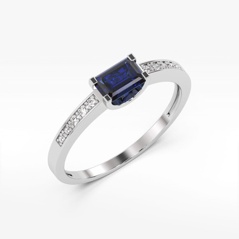 Pierścionek z białego złota z szafirem - próba 585 0,63CT PV-058BS