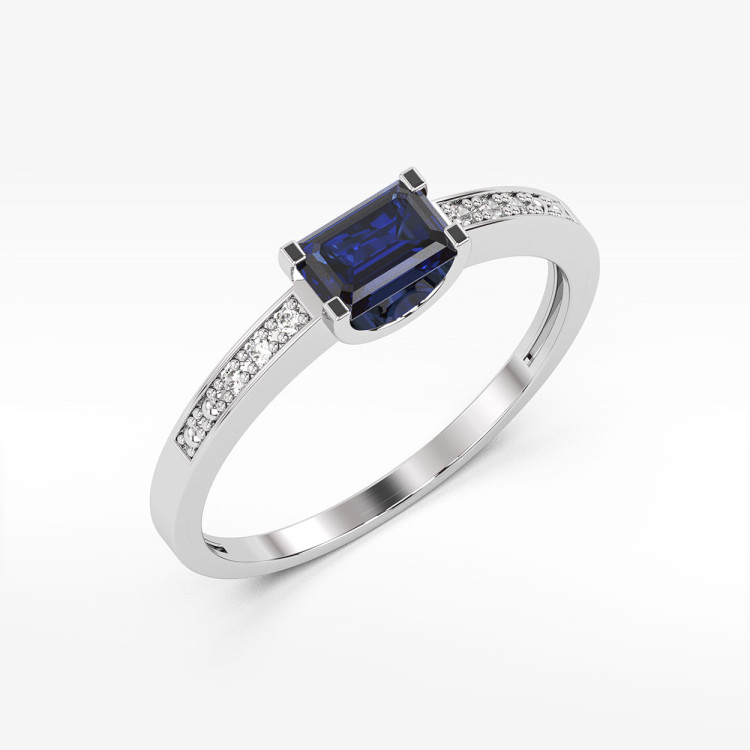 Pierścionek z białego złota z szafirem - próba 585 0,63CT PV-058BS