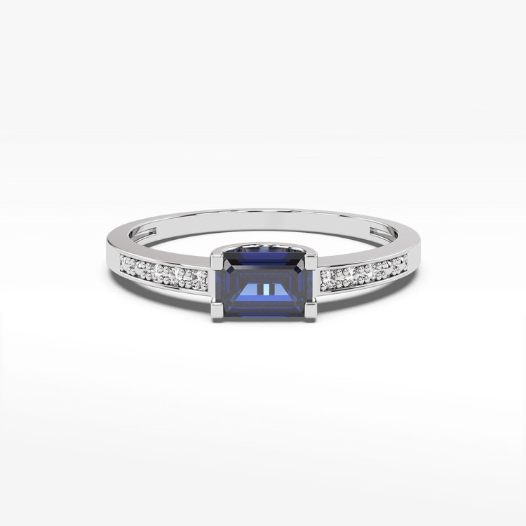 Pierścionek z białego złota z szafirem - próba 585 0,63CT PV-058BS