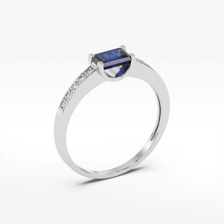 Pierścionek z białego złota z szafirem - próba 585 0,63CT PV-058BS