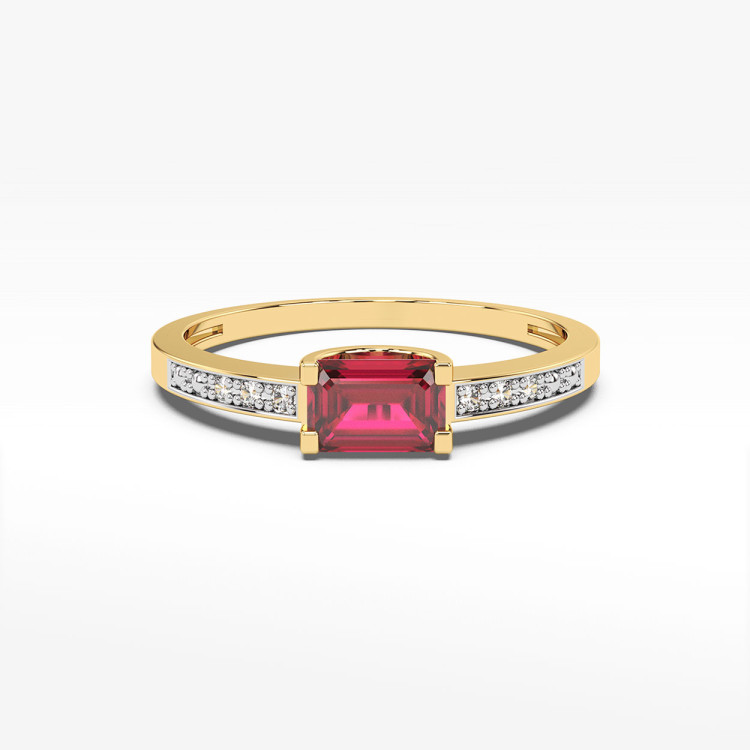 Pierścionek z żółtego złota z rubinem - próba 585 0,83CT PV-058AR