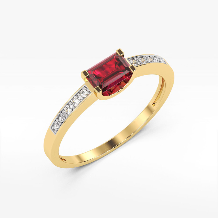 Pierścionek z żółtego złota z rubinem - próba 585 0,83CT PV-058AR