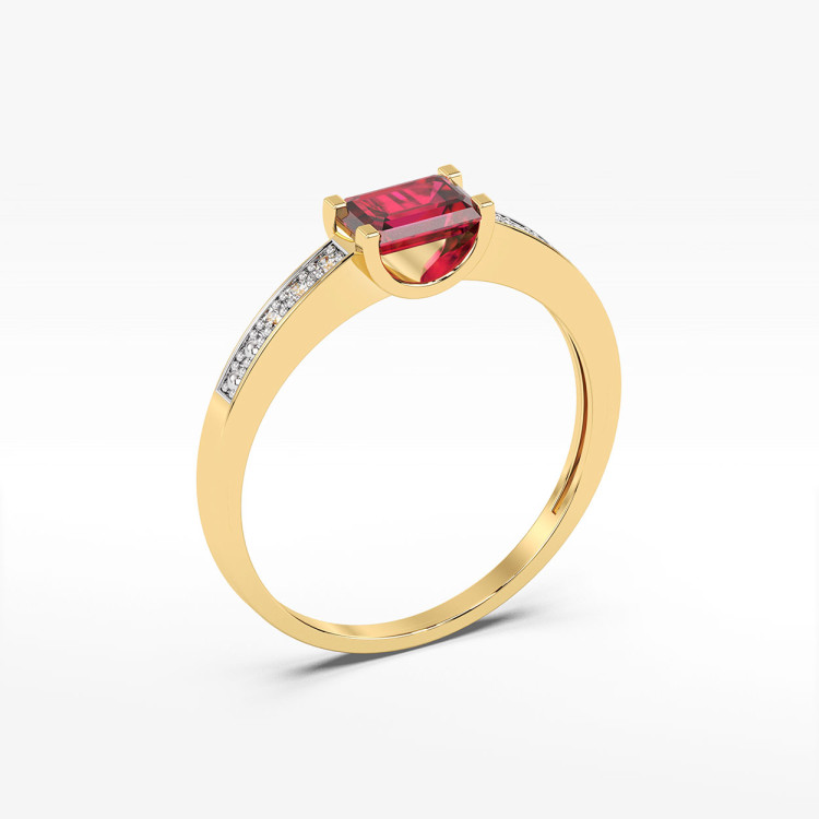 Pierścionek z żółtego złota z rubinem - próba 585 0,83CT PV-058AR