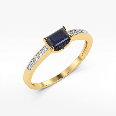 Pierścionek z żółtego złota z szafirem - próba 585 0,63CT PV-058ZS