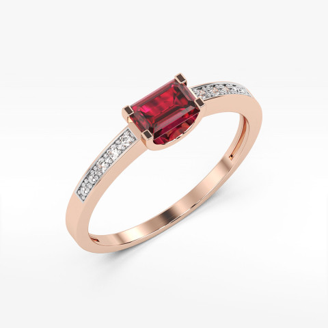 Pierścionek z różowego złota z rubinem - próba 585 0,83CT PV-058CR