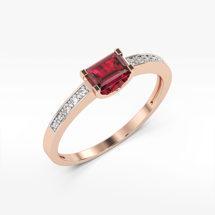 Pierścionek z różowego złota z rubinem - próba 585 0,83CT PV-058CR