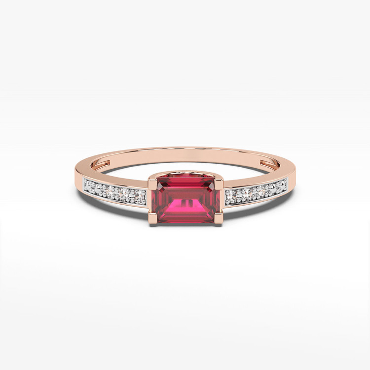 Pierścionek z różowego złota z rubinem - próba 585 0,83CT PV-058CR