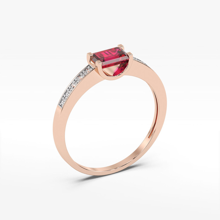 Pierścionek z różowego złota z rubinem - próba 585 0,83CT PV-058CR