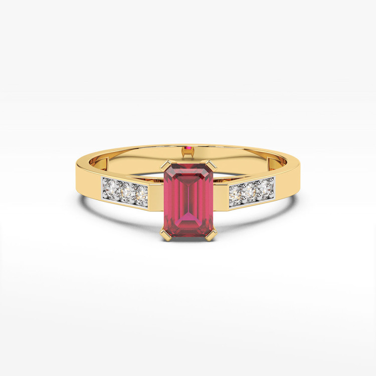 Pierścionek z żółtego złota z rubinem - próba 585 0,84CT PV-083AR