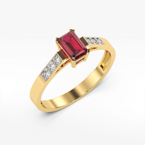 Pierścionek z żółtego złota z rubinem - próba 585 0,84CT PV-083AR