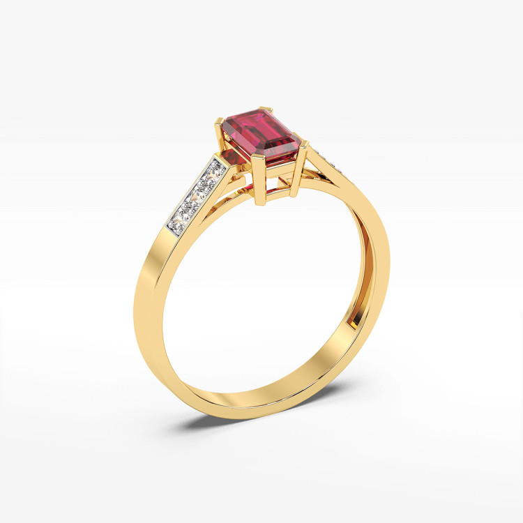 Pierścionek z żółtego złota z rubinem - próba 585 0,84CT PV-083AR