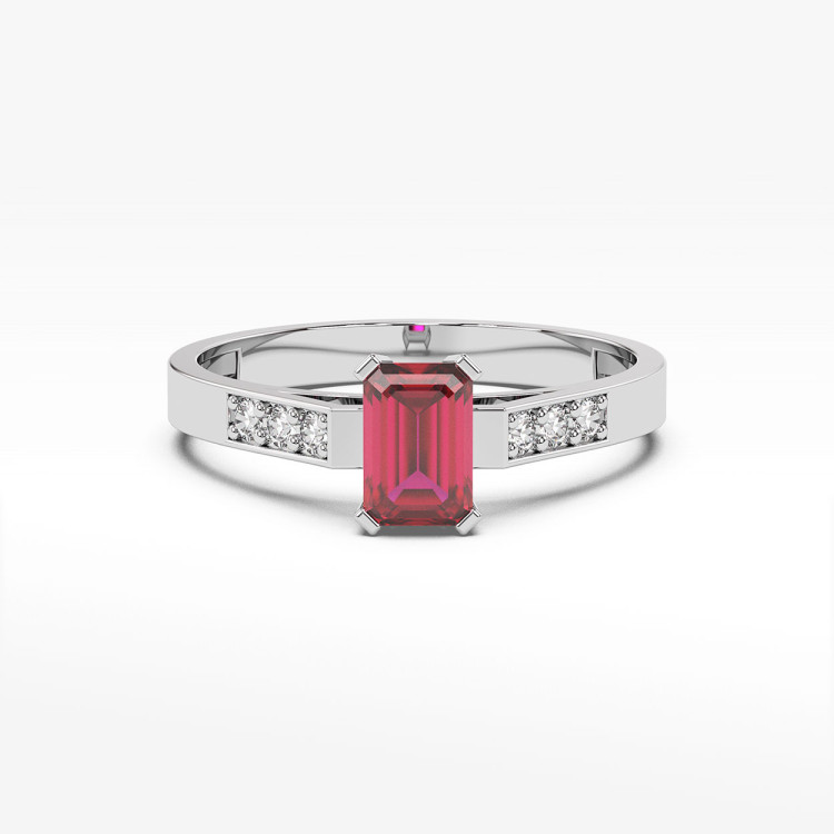 Pierścionek z białego złota z rubinem - próba 585 0,84CT PV-083BAR