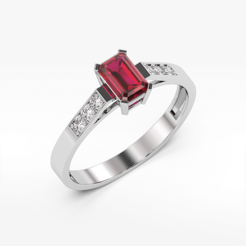 Pierścionek z białego złota z rubinem - próba 585 0,84CT PV-083BAR