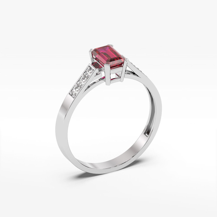 Pierścionek z białego złota z rubinem - próba 585 0,84CT PV-083BAR