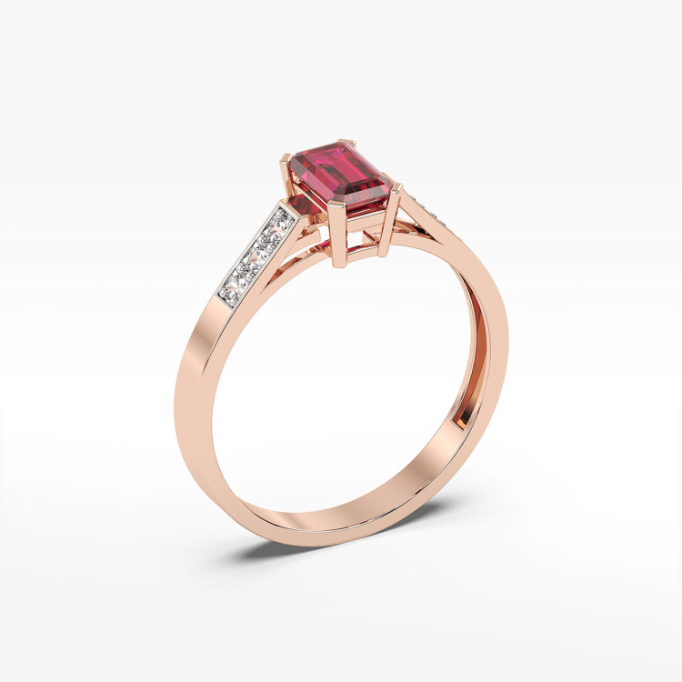 Pierścionek z różowego złota z rubinem - próba 585 0,84CT PV-083CR