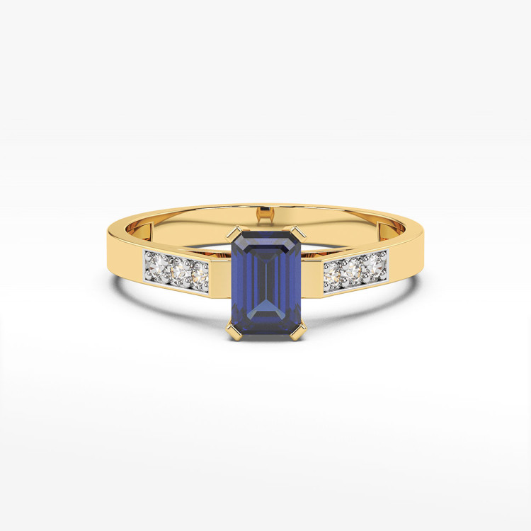 Pierścionek z żółtego złota z szafirem - próba 585 0,64CT PV-083AS