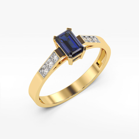 Pierścionek z żółtego złota z szafirem - próba 585 0,64CT PV-083AS