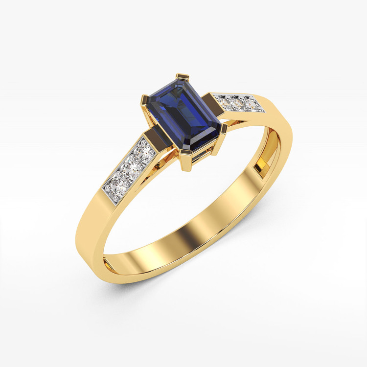 Pierścionek z żółtego złota z szafirem - próba 585 0,64CT PV-083AS