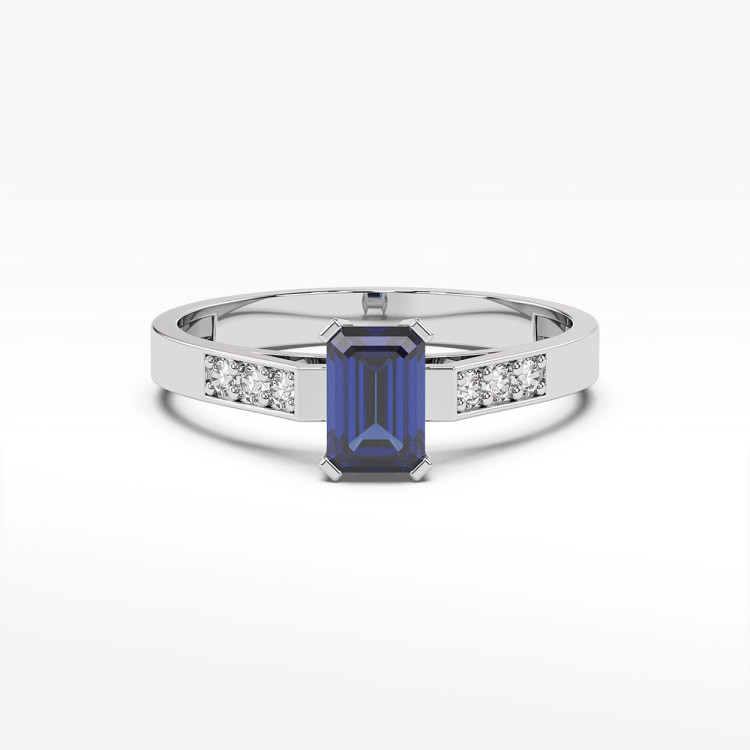 Pierścionek z białego złota z szafirem - próba 585 0,64CT PV-083BS