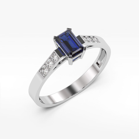 Pierścionek z białego złota z szafirem - próba 585 0,64CT PV-083BS