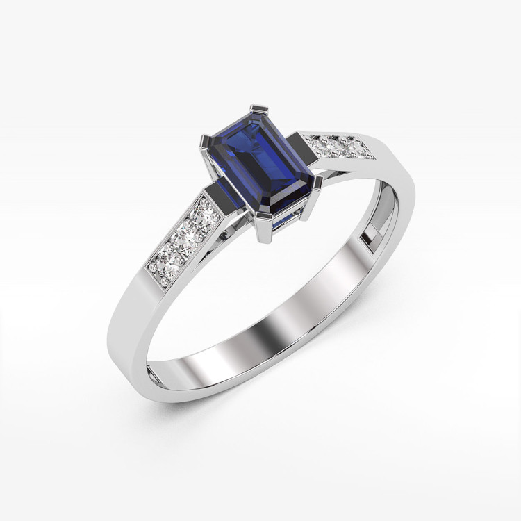 Pierścionek z białego złota z szafirem - próba 585 0,64CT PV-083BS