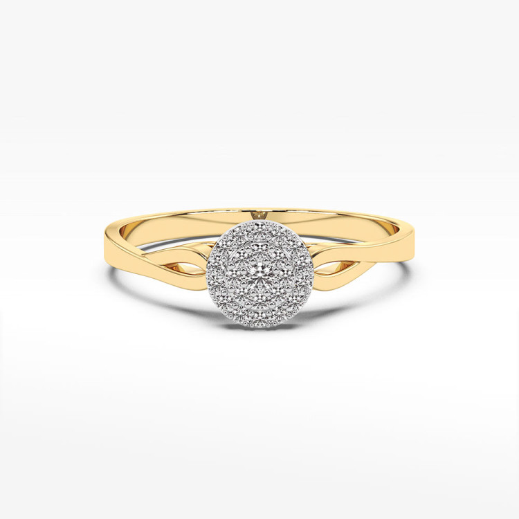 Pierścionek z żółtego złota z diamentami - próba 585 0,13CT PV-086A