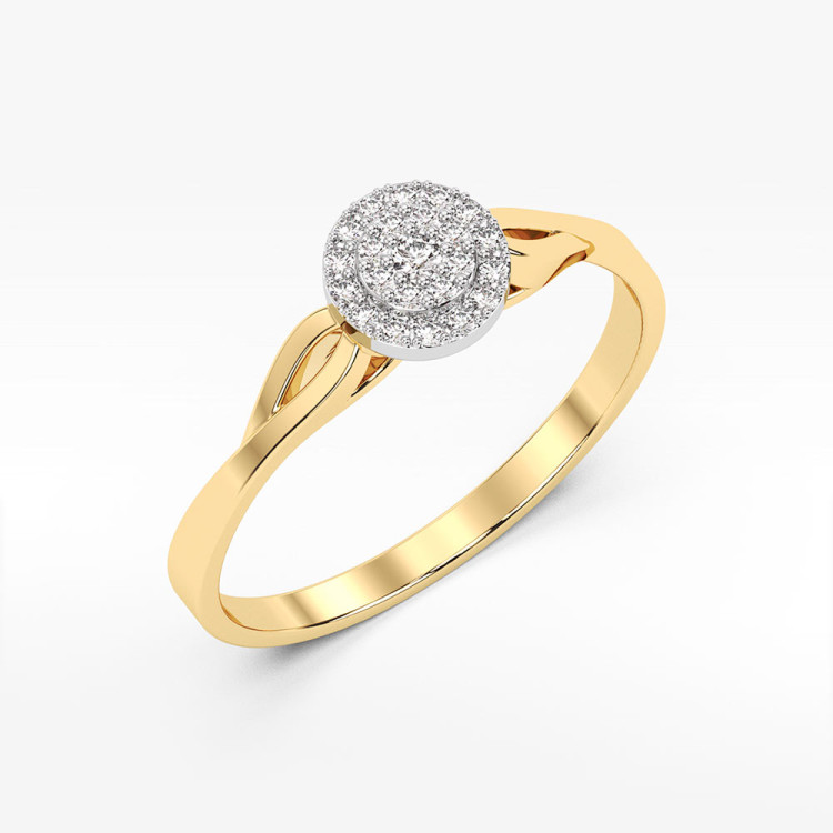 Pierścionek z żółtego złota z diamentami - próba 585 0,13CT PV-086A