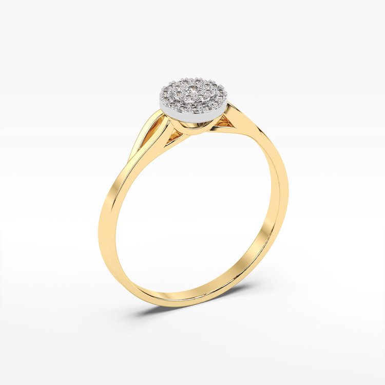Pierścionek z żółtego złota z diamentami - próba 585 0,13CT PV-086A