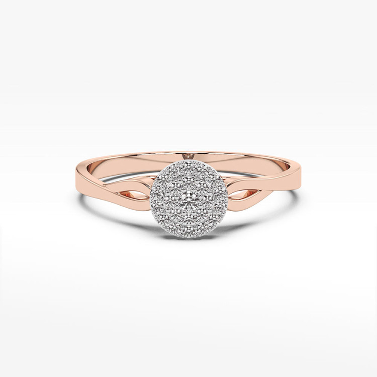 Pierścionek z różowego złota z diamentami - próba 585 0,13CT PV-086C