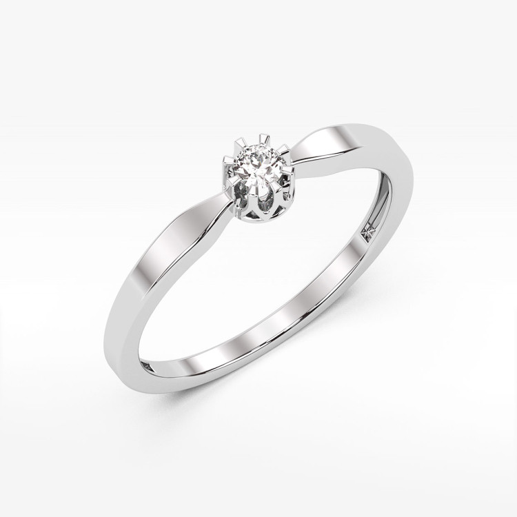 Pierścionek z białego złota z diamentem - próba 585 0,10CT PV-106B