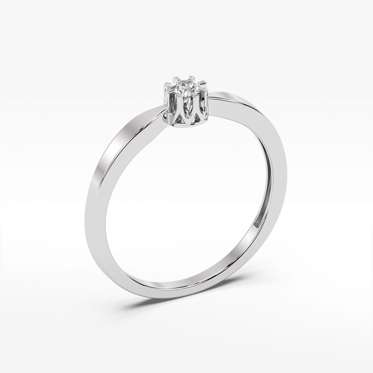 Pierścionek z białego złota z diamentem - próba 585 0,10CT PV-106B