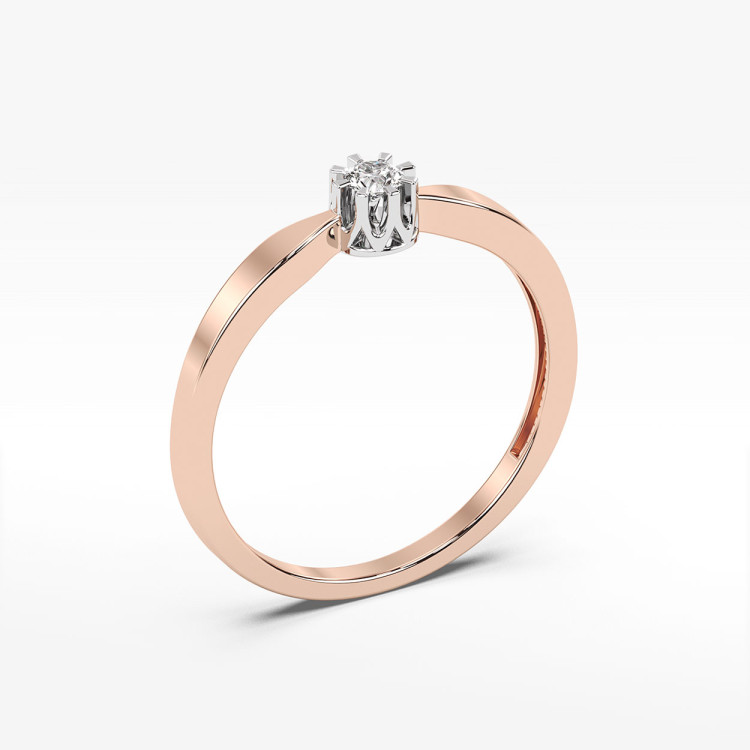 Pierścionek z różowego złota z diamentem - próba 585 0,10CT PV-106C