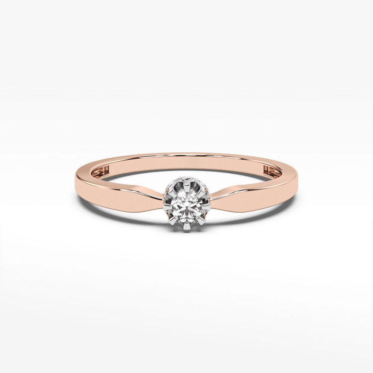 Pierścionek z różowego złota z diamentem - próba 585 0,10CT PV-106C