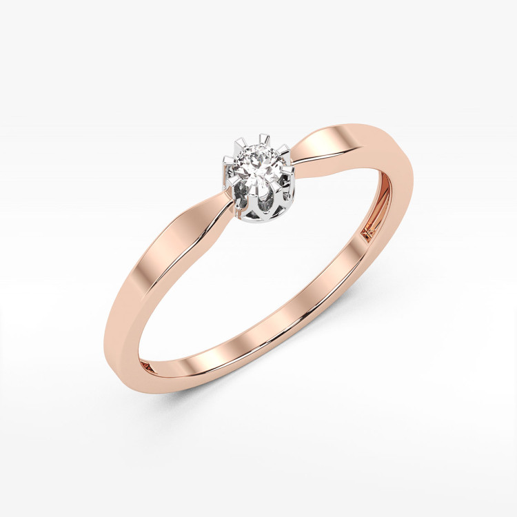 Pierścionek z różowego złota z diamentem - próba 585 0,10CT PV-106C