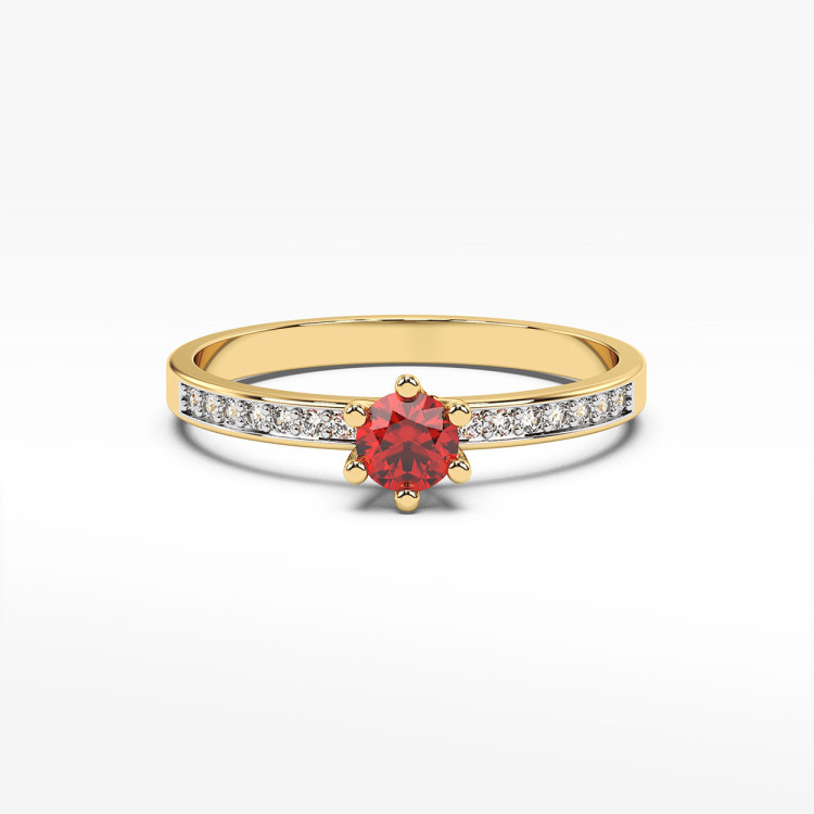 Pierścionek z żółtego złota z rubinem - próba 585 0,22CT PV-110AR
