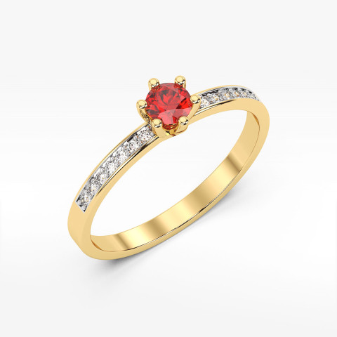 Pierścionek z żółtego złota z rubinem - próba 585 0,22CT PV-110AR