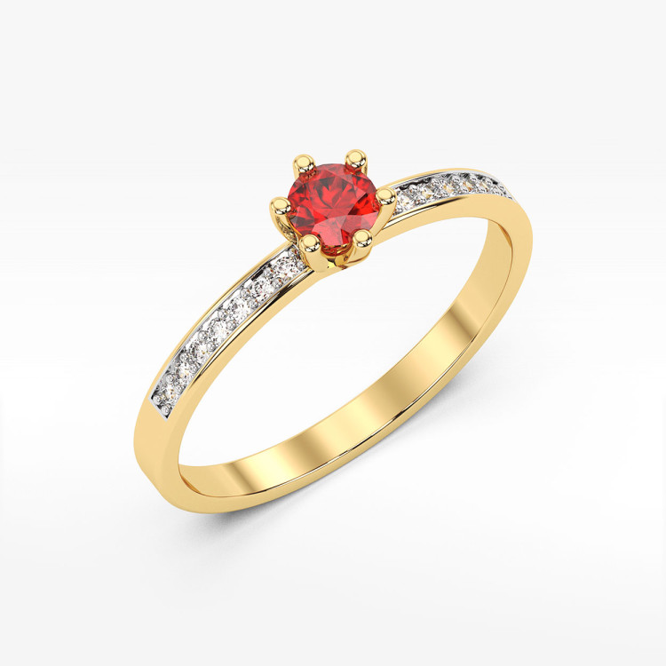 Pierścionek z żółtego złota z rubinem - próba 585 0,22CT PV-110AR