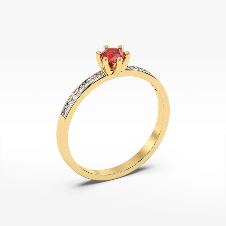 Pierścionek z żółtego złota z rubinem - próba 585 0,22CT PV-110AR